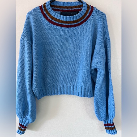 CODEXMODE Blue cropped long bell sleeve sweater - Large - Picture 3 of 7